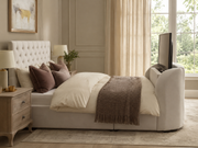 Kira Stone White Fabric Divan TV Bed