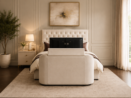 Kira Stone White Fabric Divan TV Bed