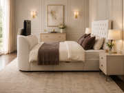 Kira Stone White Fabric Divan TV Bed